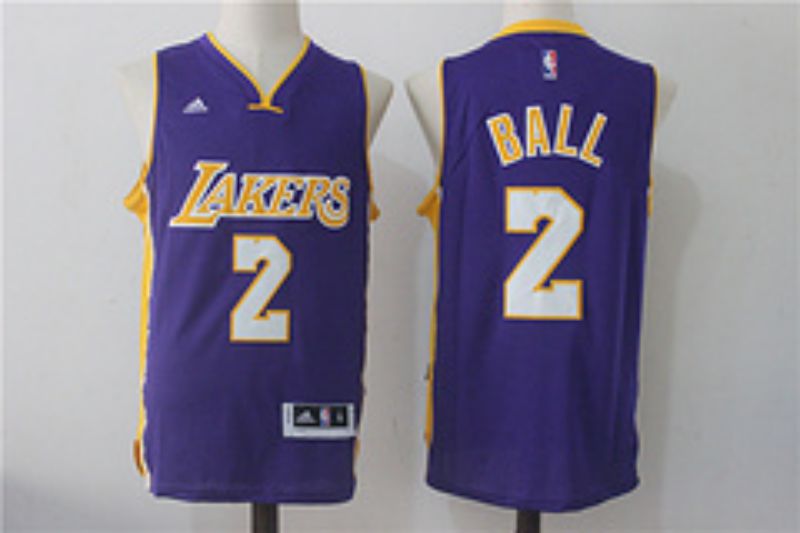 Men Los Angeles Lakers 2 Ball Purple NBA Jerseys